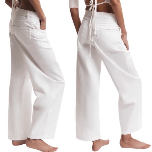 Zara Denim - ZARA The Mid Length Culotte Jeans in Ecru Relaxed Fit Size 6